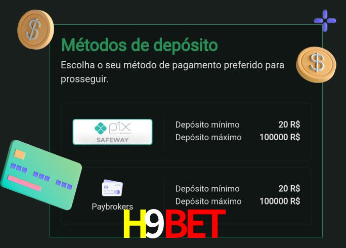 O cassino H9Bet oferece uma grande variedade de métodos de pagamento